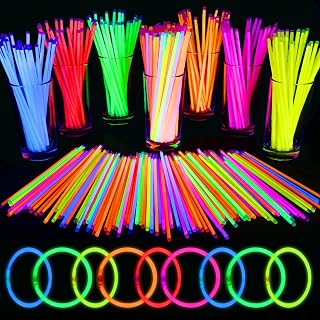 Mega-L 100 Pack 8" Glow Sticks Bulk with Connectors - Ultra Bright Bracelets Necklaces for Glow Parties, Halloween, New Year's Eve