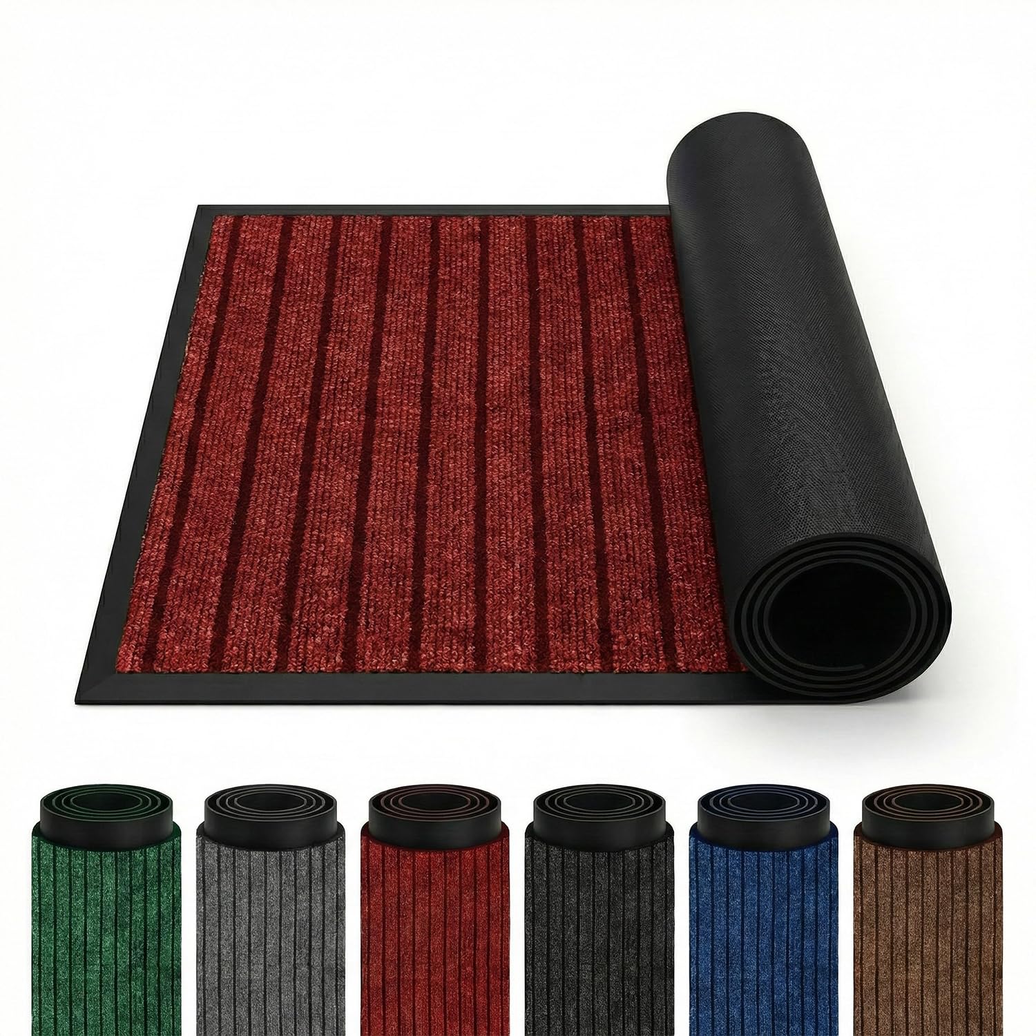 Rugs Inn Rubber Door Mat Outdoor - Heavy Duty Floor Matts for Front Door Waterproof and Washable Anti Slip Strong PVC Backing Mats for Kitchen, Entrance (Red, 45 x 75 cm) โ image 1