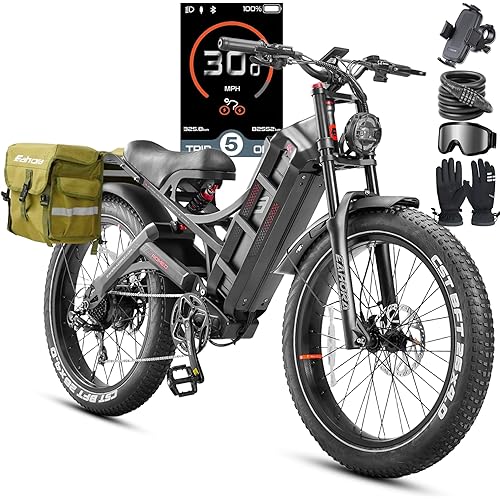 eAhora Romeo Pro 3/2 [2026] 46-50 Mph Electric Bike for Adults, Peak 5600W Dual Motor Ebike, 60V/52V 80Ah/70Ah 250 Miles Long Range E Bike, 26”*4.0 Fat Tire Air Full Suspension Off-Road E-Bike