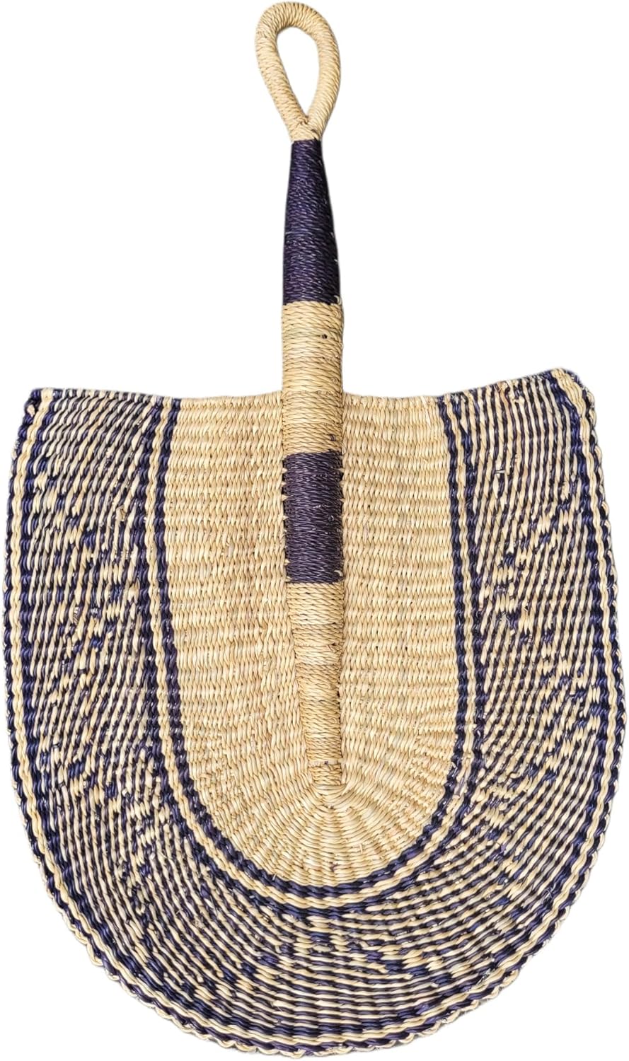 Woven African Handheld Fan: Church, TV, Ankara, Summer, Sports Hand Fan for Men and Women. (E 500)
