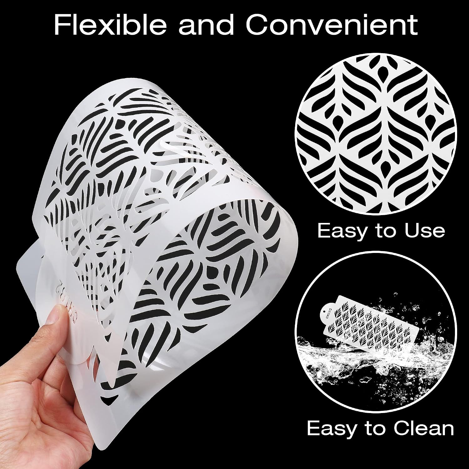 6PCS Cake Decorating Stencils, 13.8 x 6 Inch Cake Stencils Decorating Buttercream, Spray Floral Cake Templates Set, Plastic Cake Molds for Fondant Baking Dessert Cookie Birthday Wedding