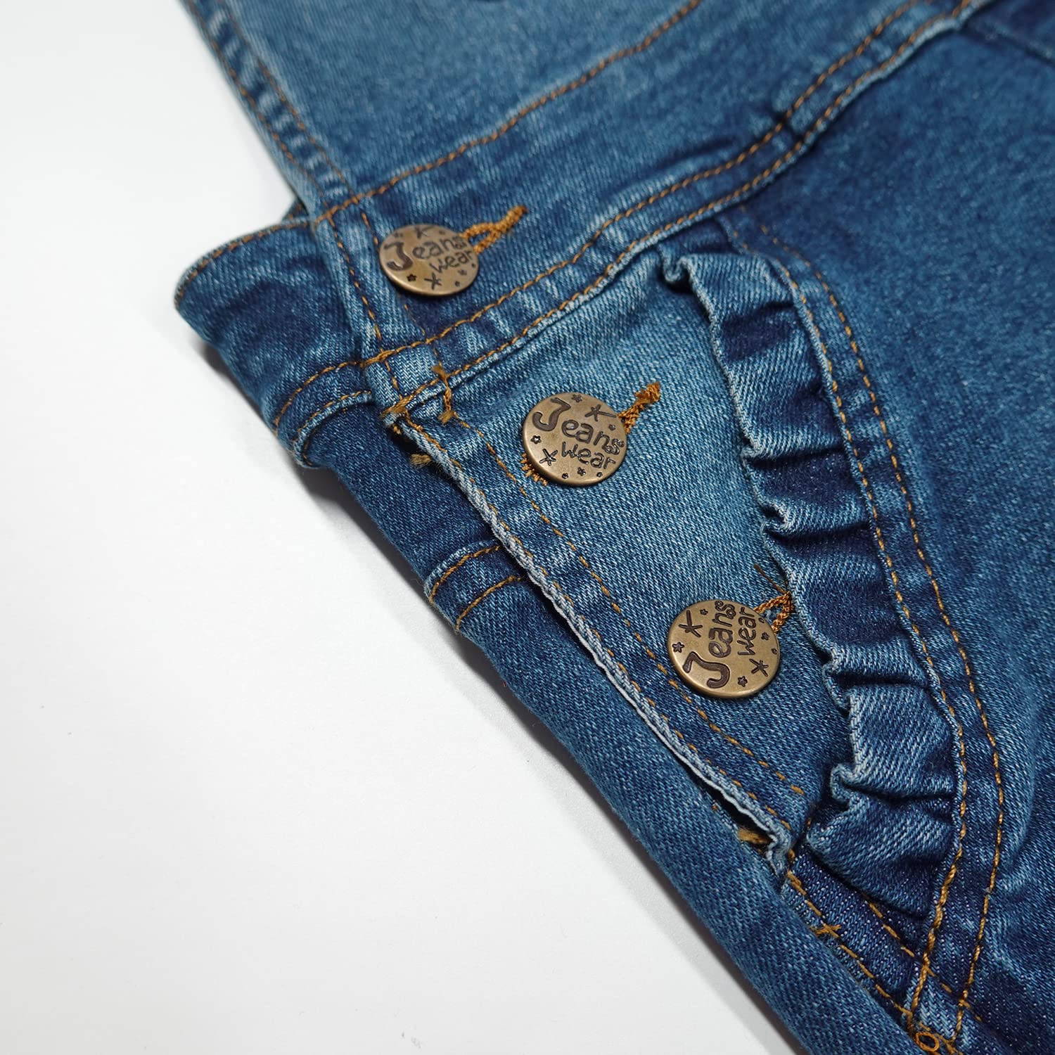 KIDSCOOL SPACE Salopette di jeans per ragazze, Tuta elasticizzata morbida con tasche con patta per bavaglino lavata
