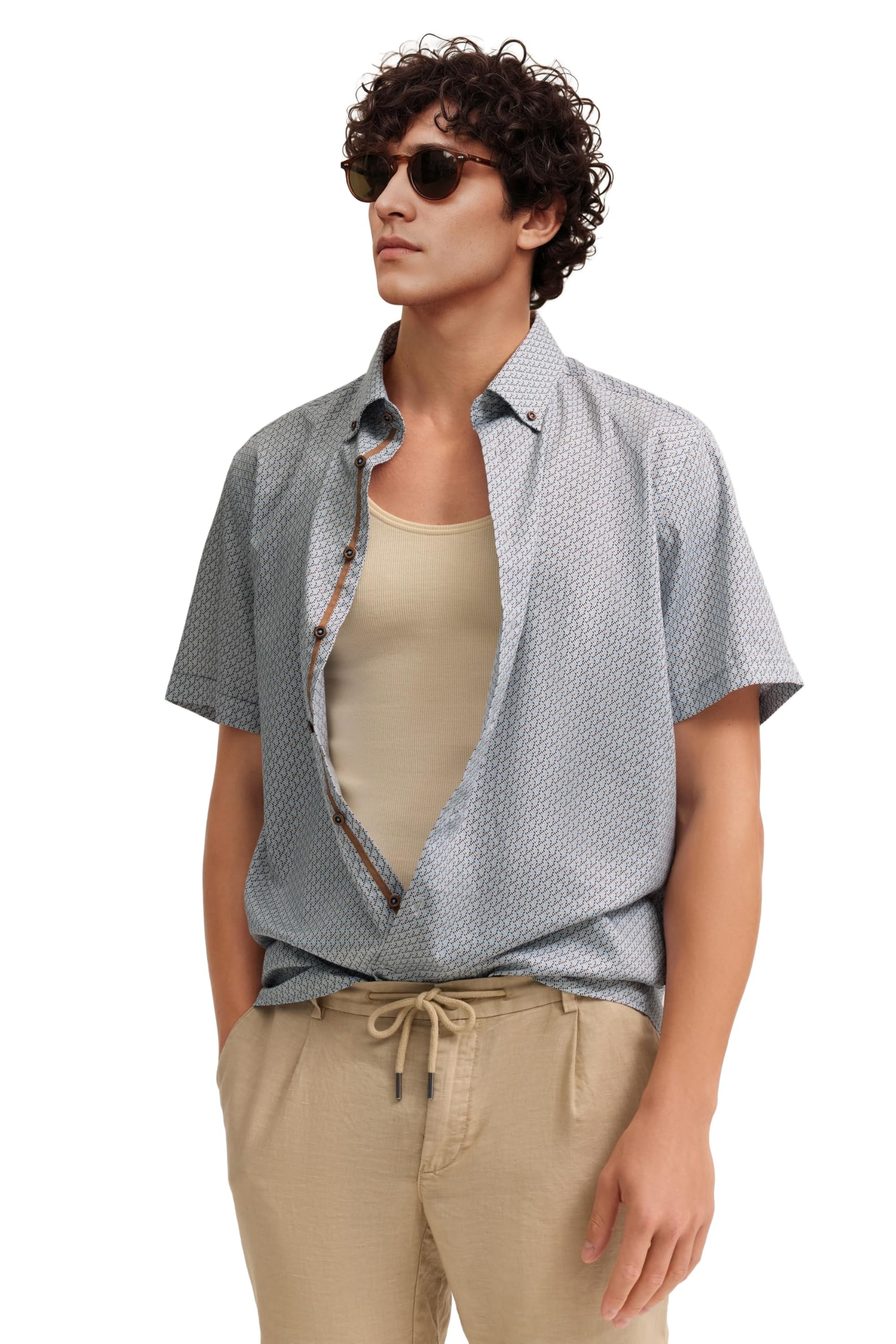 bugatti Herren Kurzarm-Hemd 9450-18513E | elegant mit Allover-Muster