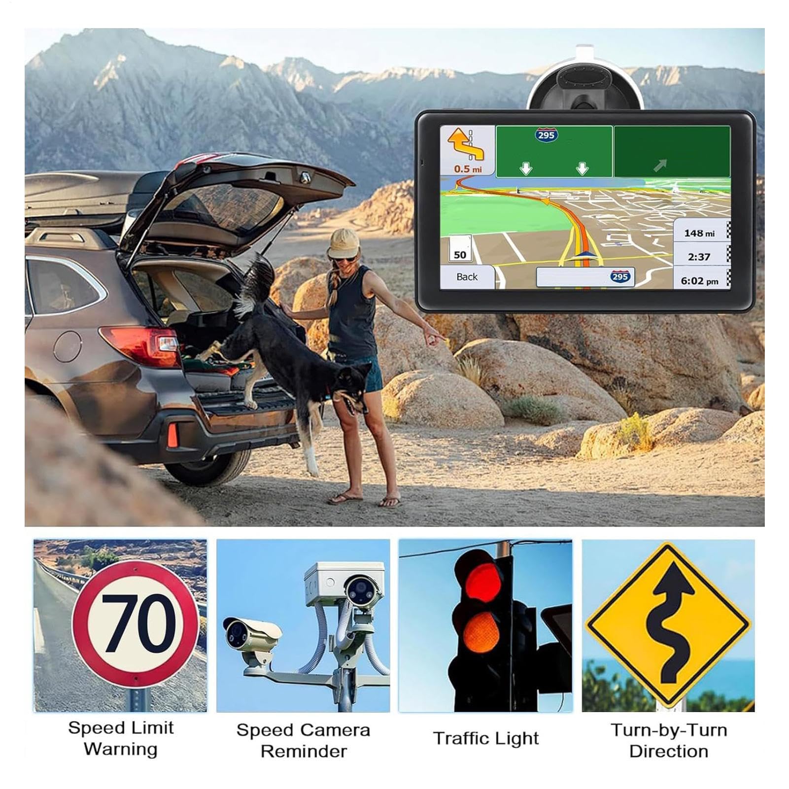 GPS Auto | Navigatore GPS da 18 Centimetri - Dispositivo con Touch Screen | e Display di Mappe per Lunghi Viaggi Veicoli Camping-Cars Camion Uomini Donne