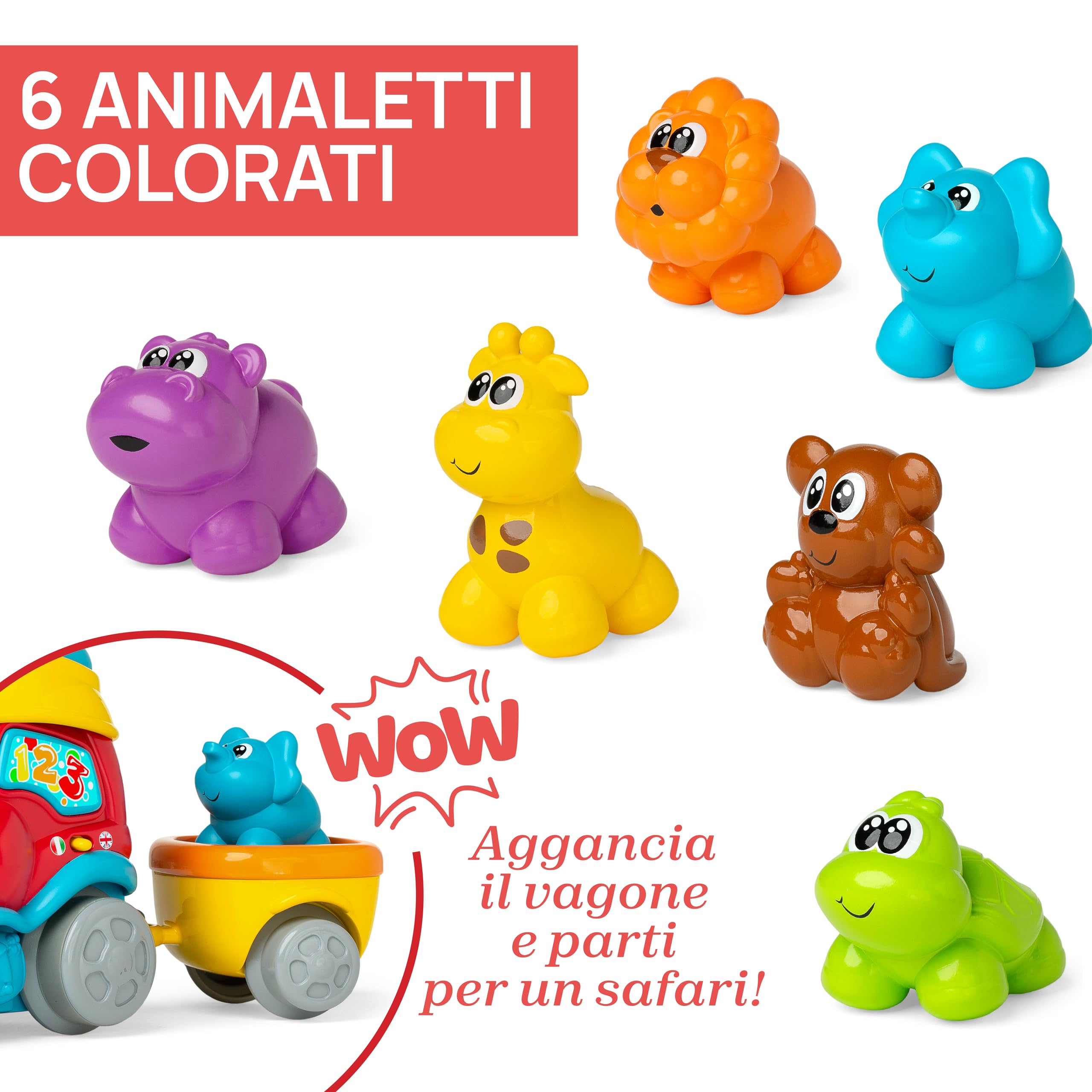 Chicco Treno dell'Avventura Bilingue Italiano/Inglese, Trenino Elettrico per Bambini con Stazione, Ferrovia e 6 Animali, Gioco Educativo Elettronico con Frasi e Canzoni, Giochi Bambini 1-4 Anni