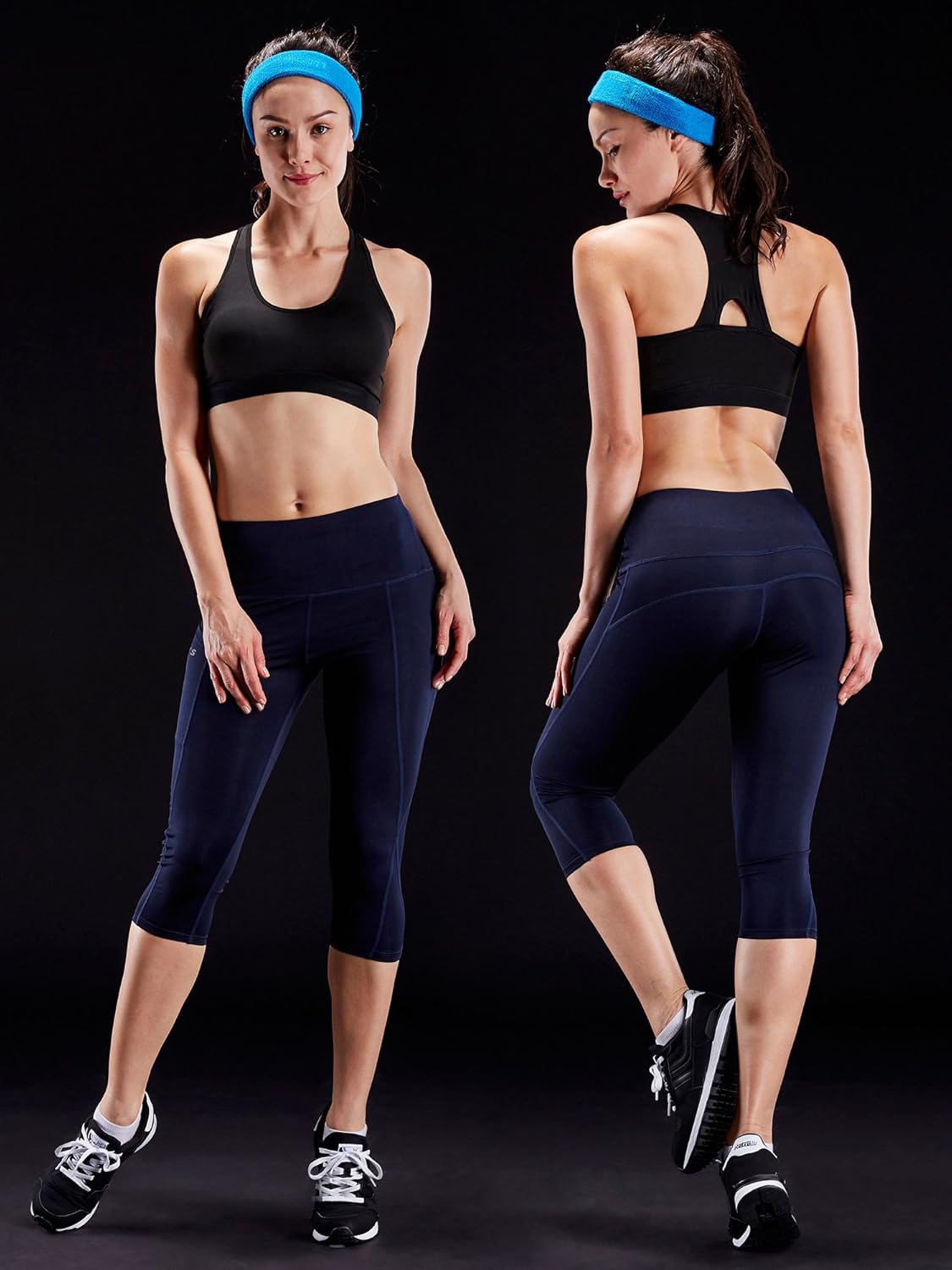 NELEUS Women's Tummy Control High Waist Capri Running Leggings Yoga Pants with Pocket - Image 2