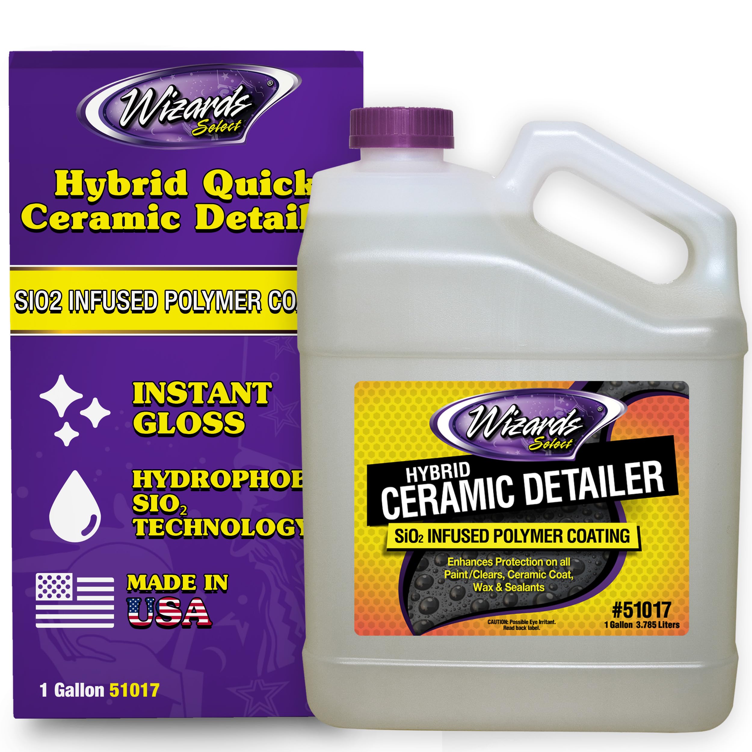 Wizards Select Hybrid Quick Ceramic Detailer 1 galón Recubrimiento de polímero con infusión de SiO2 Cera en aerosol de cerámica para proteger la pintura Selladores de cera de capa cerámica