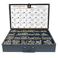 Vista 1 de 1275 piezas Grado 8 Juego surtido de tuercas, pernos y arandelas de zinc amarillo, tornillos de cabeza hexagonal, arandelas planas y de seguridad