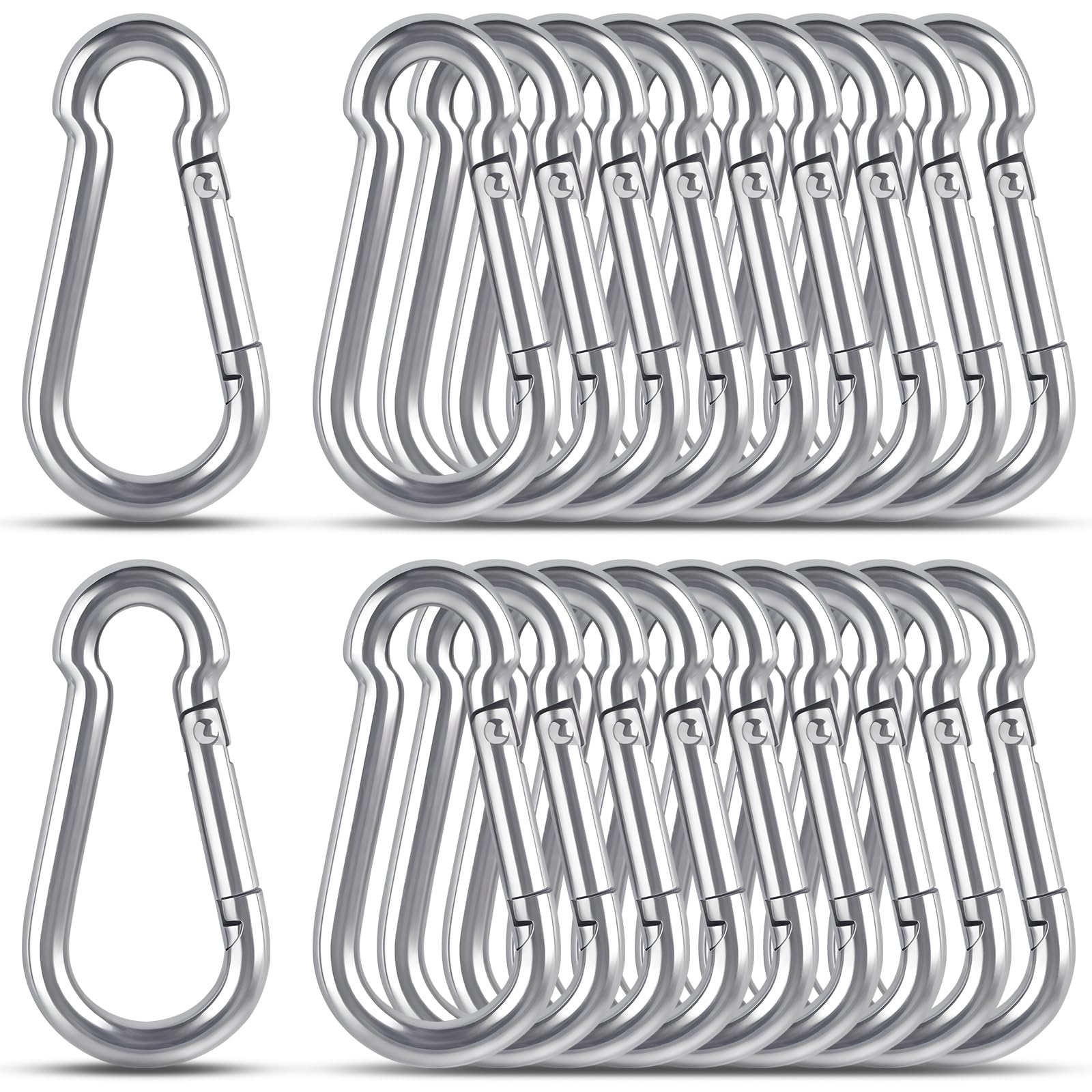 KATUMO 2 Inch Carabiner Clip, 304 Stainless Steel Spring Snap Hook, 207LBS Holding Capacity Quick Link Clip, Small Metal Clips for Key Chain Flag Dog Leash Camping Hiking Fishing Hanging