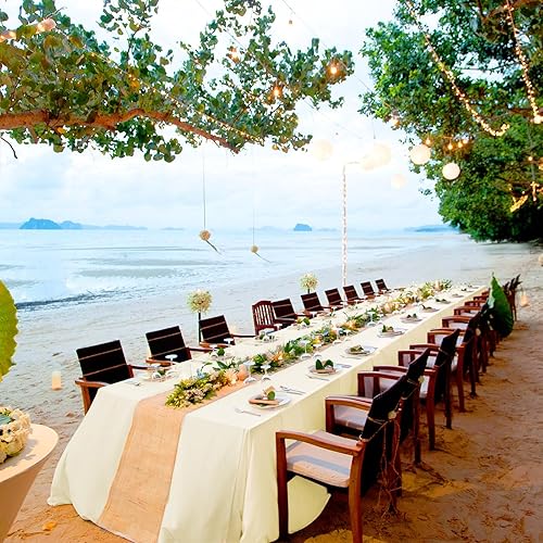 Miniatura 6 de Paquete de 12 manteles color beige de 60 x 102 pulgadas, manteles rectangulares para mesas rectangulares de 6 pies, mantel de tela de poliéster