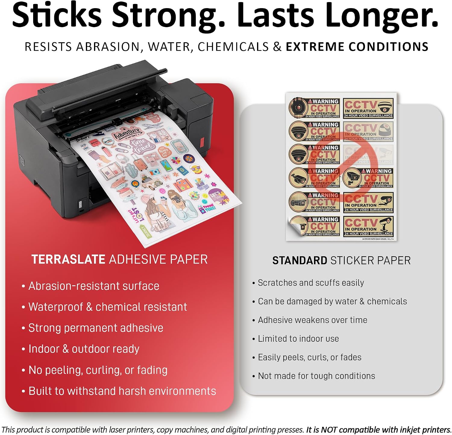 TerraSlate Waterproof Sticker Paper | 5 Mil Permanent Adhesive Labels | Printable Sticker Paper for Laser Printer, Copy Machine & Digital Press (Tabloid Extra - 12" x 18", 25 Sheets) image 5