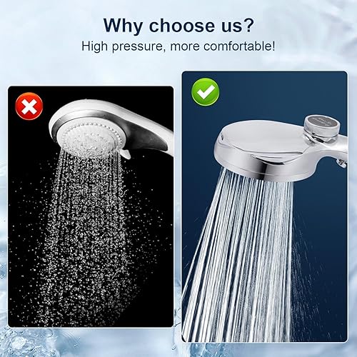 Miniatura 5 de Cabezal de ducha con filtro de mano, cabezal de ducha de alta presión con 10 modos de pulverización, filtro de suavizante de agua para agua dura,