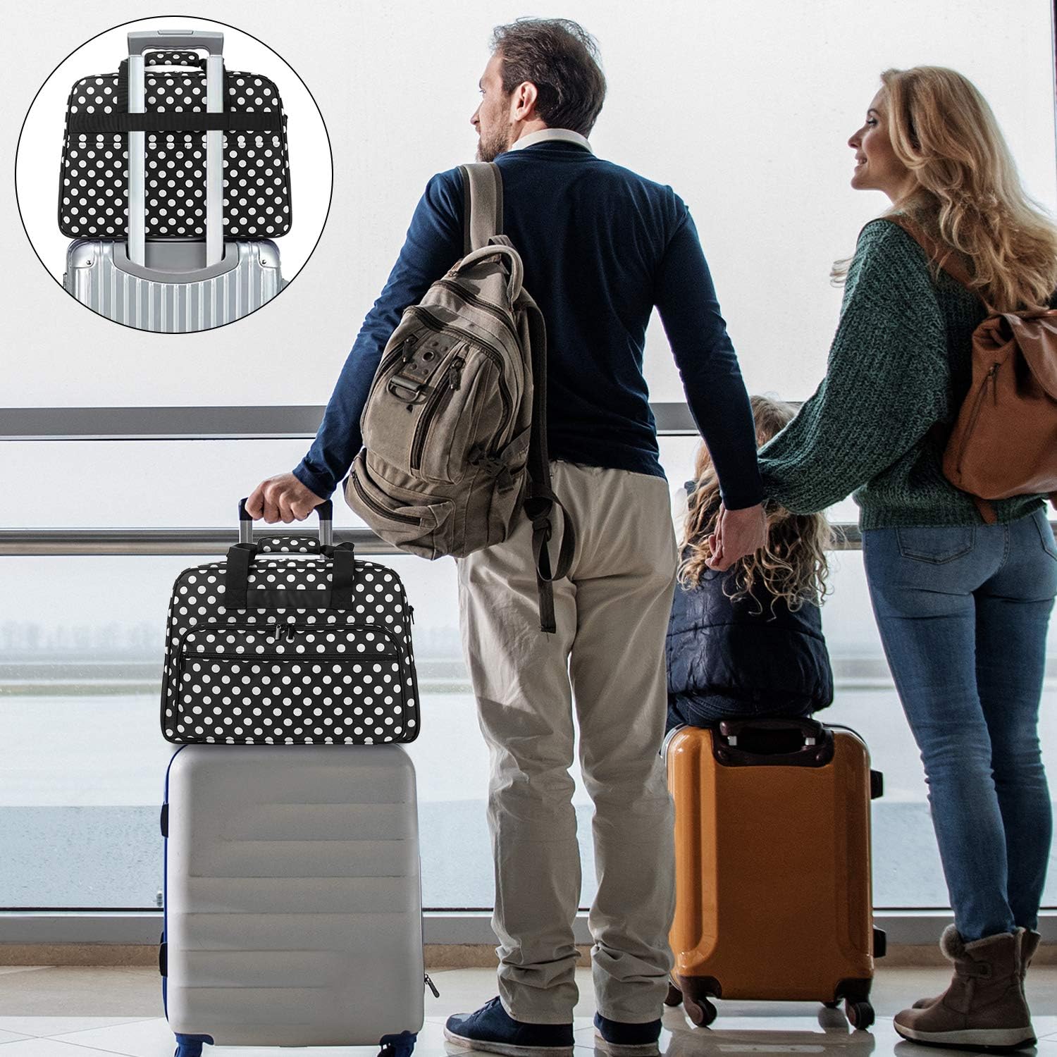 Yarwo Serger Carrying Case, Universal Overlock Sewing Machine Tote Bag with Anti-Slip Padded Bottom for Most Standard Overlocker Machine and Supplies, Black Dots