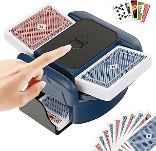 BEE&FLOWER Kartenmischmaschine wiederaufladbarer Kartenmischer mit Auto-Stopp 2600-mAh-Akku, geräuscharmer automatischer Kartenmischer für 1–2 Decks für UNO, Poker, Blackjack, Phase 10