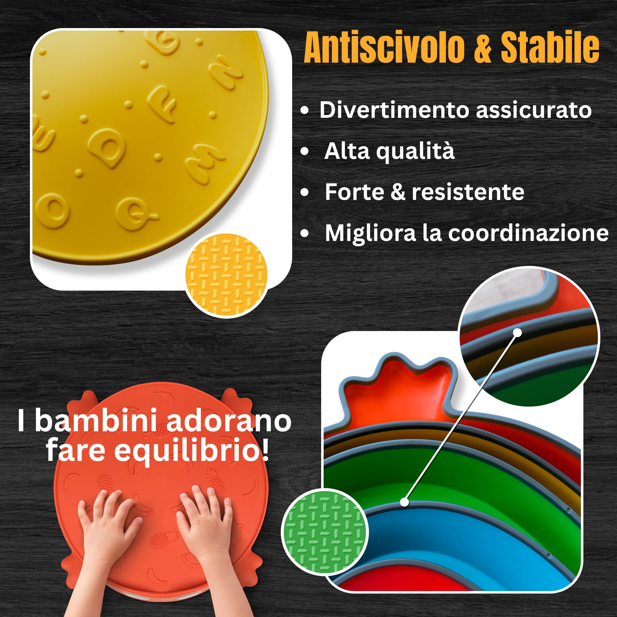 Pietre di equilibrio per bambini – Antiscivolo & stabili – Gioco Montessori per sviluppare equilibrio, motricità & coordinazione – Gioco sensoriale ed educativo per interno & esterno