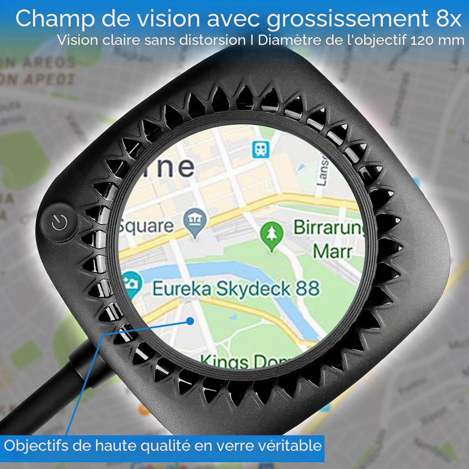 Loupe avec lumière et support - Lampe sur pied 8 LED avec 3 réglages de température de couleur - Lampe loupe avec 56 LED à intensité variable pour la lecture, les personnes âgées, les loisirs créatifs