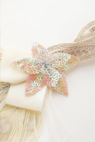 Miniatura 9 de Babeyond Cinta para la cabeza estilo década de 1920con pluma de pavo real diadema de los años 20 lentejuelas  Estilo 04 talla única  Negro