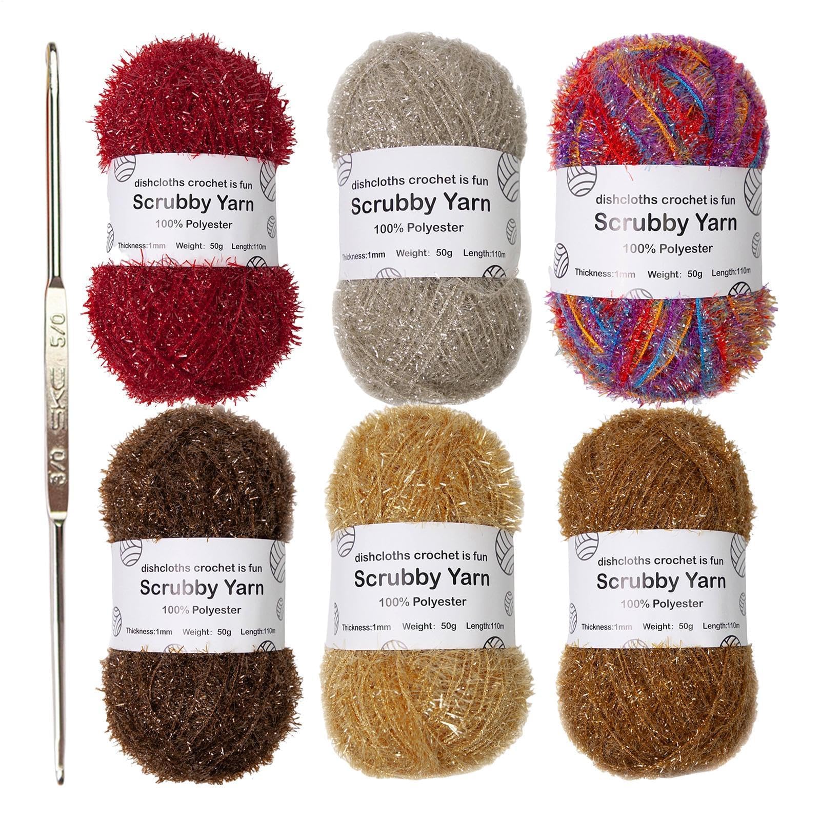 Häkelgarn – verschiedene Farben, Garn-Sortiment, Häkelgarne, strukturiertes Glanzgarn, für Badetücher, Geschirrtücher, Waschlappen, Häkeln, Stricken, Bastelgarne, Zubehör-Set