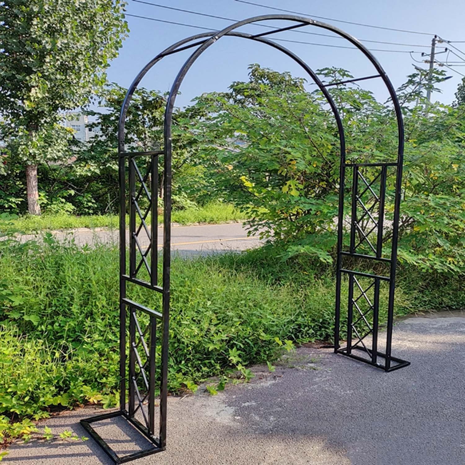 Arche de jardin pour vigne et rosier grimpant support en métal noir 140cm