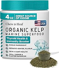 Kelp Supplement for Dogs – Natural Seaweed Powder for Thyroid Function, Dental Health, Immune Support, Skin & Coat – Iodine-Rich 4 oz Meal Topper with 5cc Spoon – Made in USA