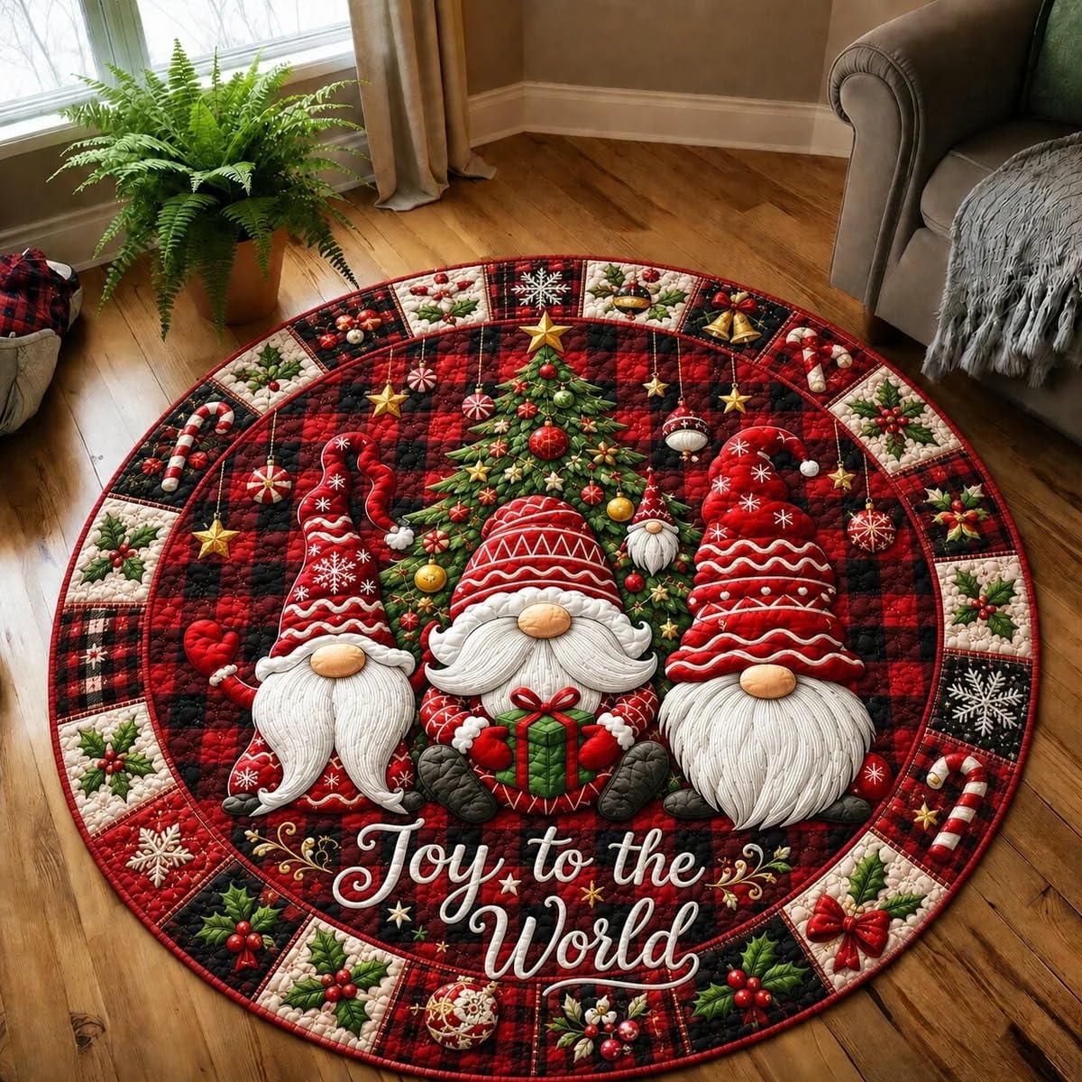 3D Optical Illusion Christmas Rugs Wear-Resistant Santa Claus Non-slip Mats，C-23 in