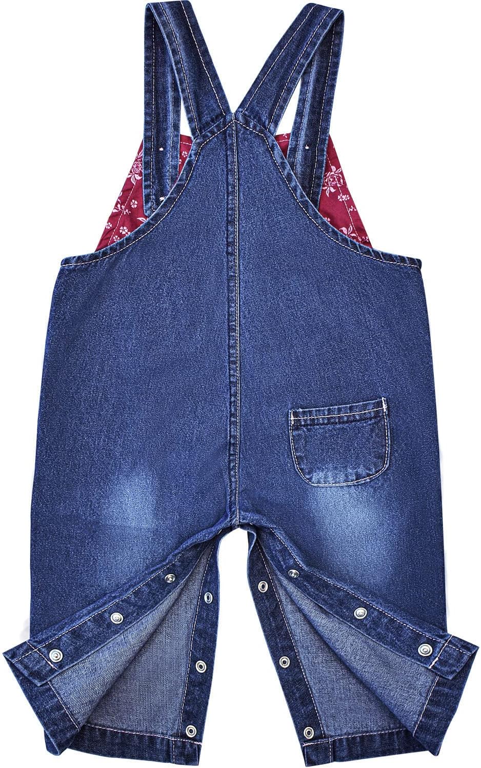 Peacolate 3months-3Years Baby Girls Denim Overalls Embroidery Bib Pants Jeans Jumpsuit - Image 6