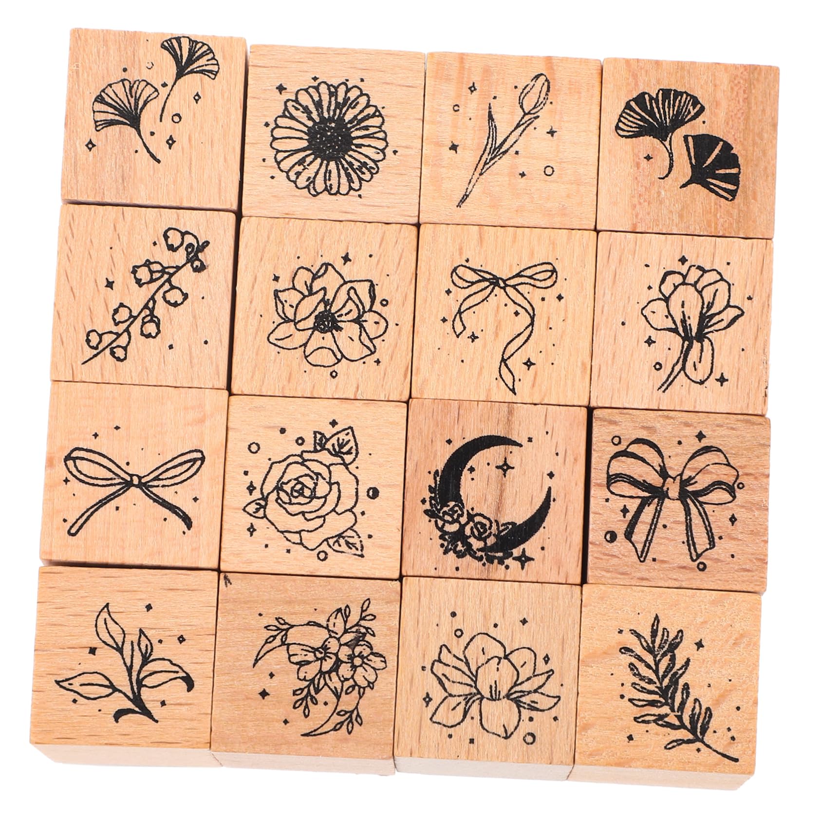 VILLCASE 2 Sätze Teiliges Holzstempelset Für Vintage Diy Motivstempel Für Scrapbooking Und Basteln Für Tagebuch Dekoration Und Kreative Projekte 16 Stücke * 2