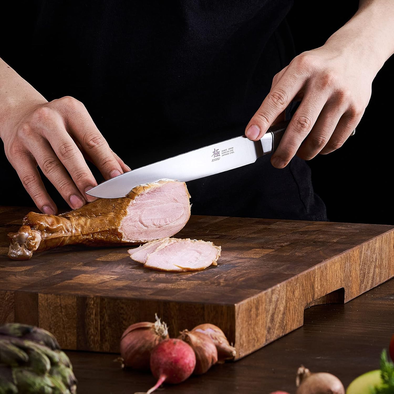 KYOKU Daimyo Series 4.5" Paring Knife + 7" Nariki Knife + 8'' Carving Knife - Japanese 440C Stainless Steel - Rosewood Handle