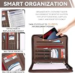 Leathario Portfolio, A4 Padfolio avec clavier, comprend 10 Protecteurs de feuilles claires et un stylo, Vegan Leather Document Holder Organizer, Dossiers de fichiers avec des poches pour tablettes, fournitures de bureau