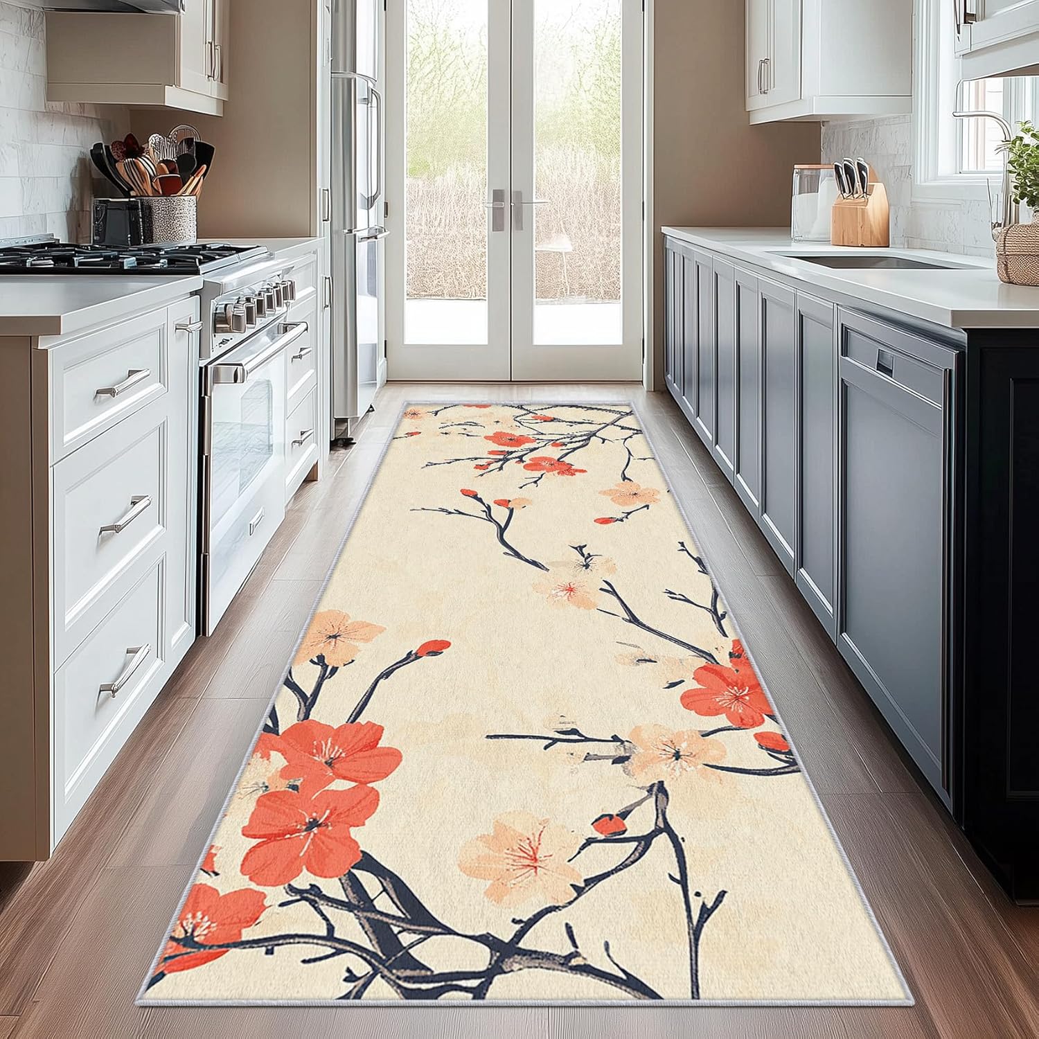 Brown Wood Grain Runner Rug for Hallway, 2x8 - Washable Wooden Carpet Runner, Wood Grain Decor for Bedroom Kitchen Laundry Entryway, Non Slip Rubber Backing Soft Thin RU42M