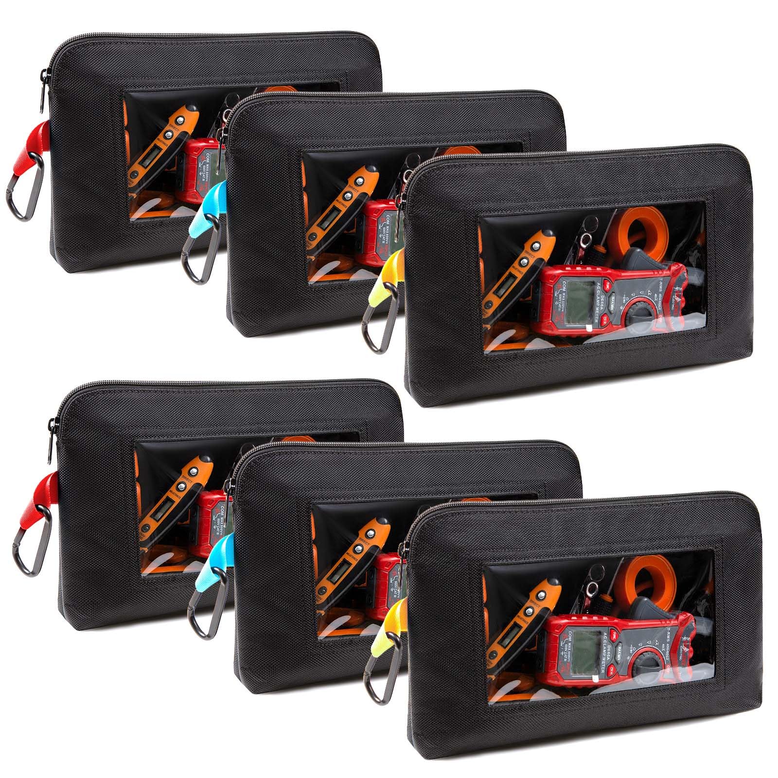 Foxrino Clear Tool Pouch, Heavy Duty Small Tool Bag with Zipper, Canvas Tool Pouch Organizer Bags for Men for Workshop, Contractors, Electricians &