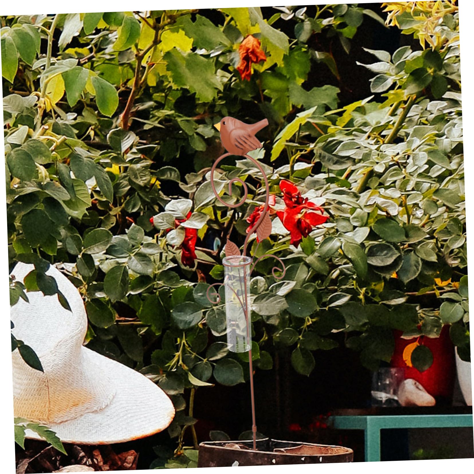 Dekorativer Garten Regenmesser aus Eisen und Glas mit Erdspieß Präzise Messung der Regenmenge Wetterfest für Terrasse und Rasen
