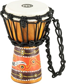 Mini Djembe with Mahogany Wood - NOT MADE IN CHINA - Python Design, 4 1/2", Rope Tuned Goat Skin Head,