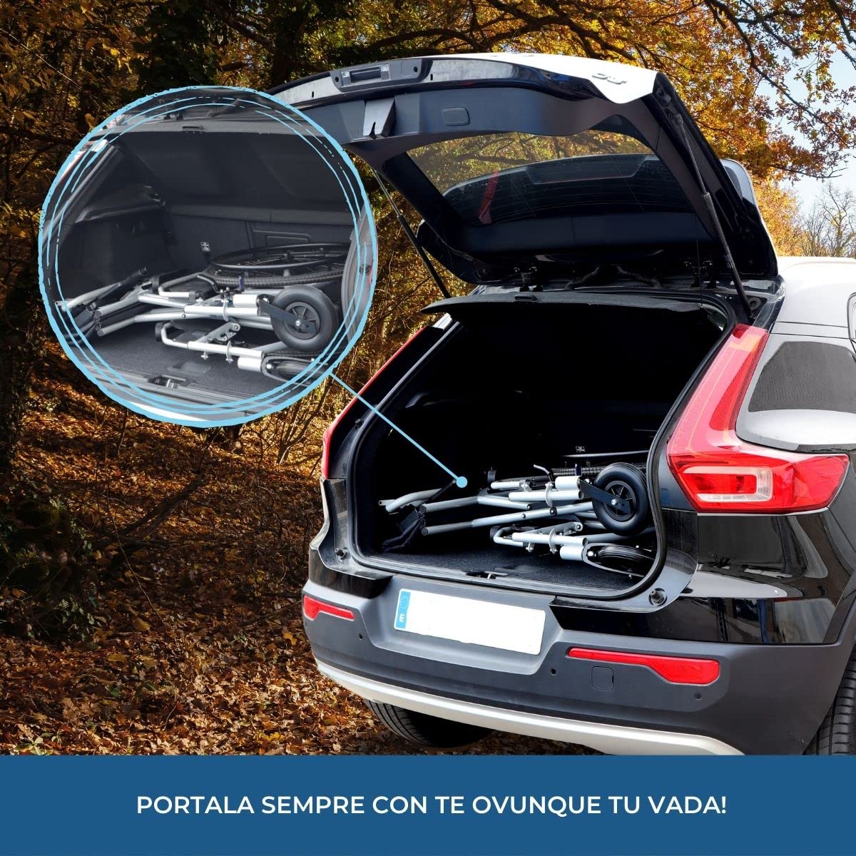 Mobiclinic®, Sedie a Rotelle bariatriche, Larghezza Speciale 60 cm, Robusta, Max. 225 Kg, Ruote Rimovibili con un Solo Pulsante, Antiribaltamento, Telaio Doppia Crociera, Braccioli e Poggiapiedi