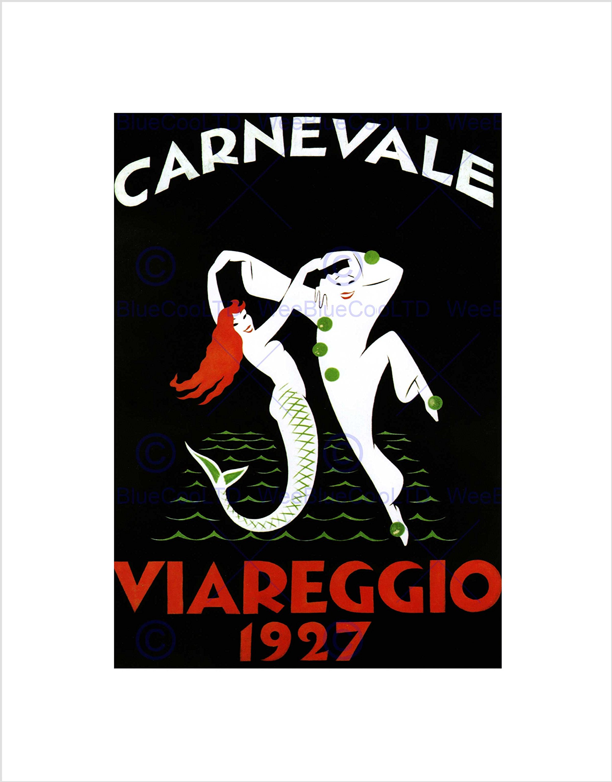 Wee Blue Coo Cultural Viareggio Carnival Mermaid Clown Italy Vintage Wall Art Print