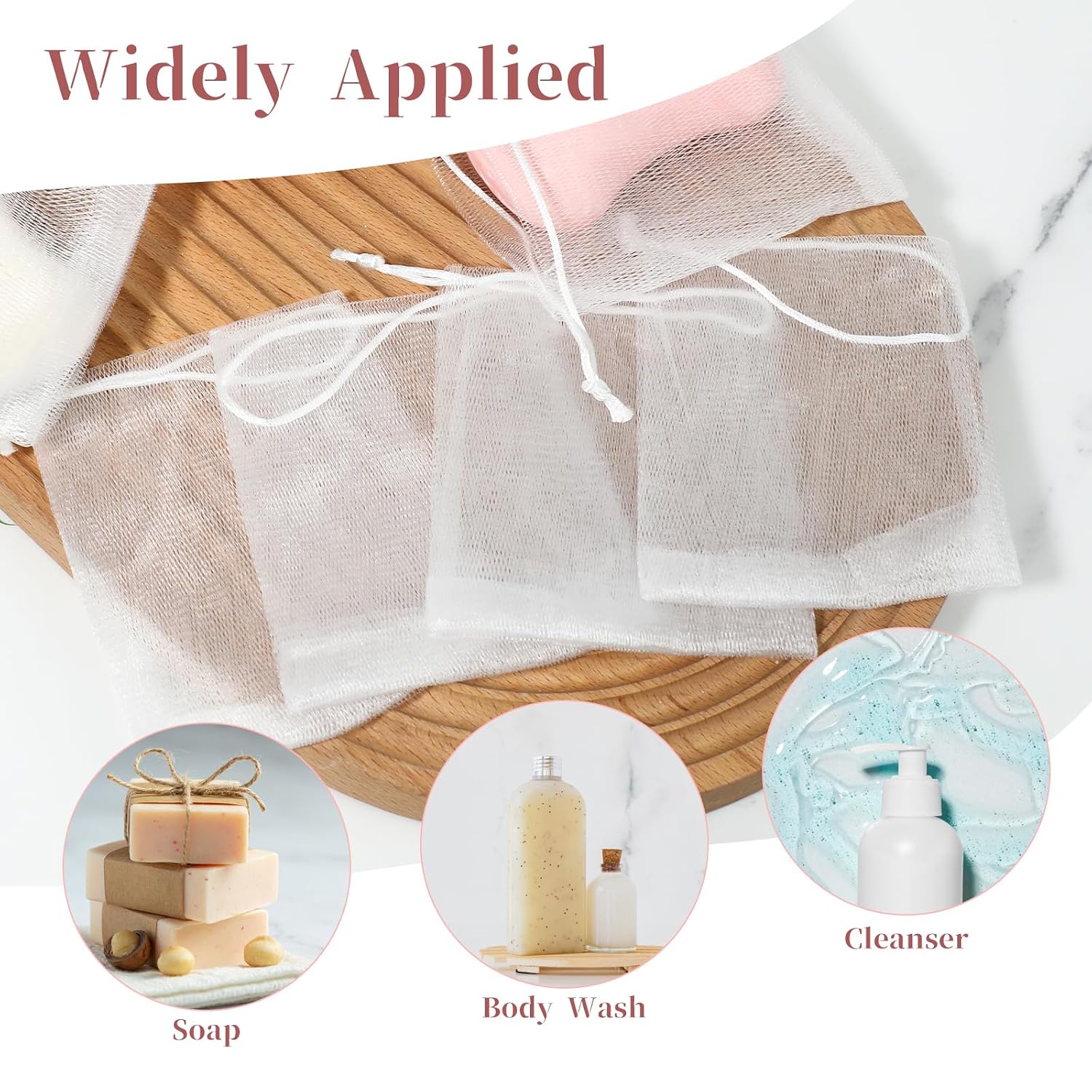 Giantree 20 Pcs Soap Bag, Soap Bag Soft for Shower, Soap Pouch Saver with Drawstring, Hangable Soap Bags for Soap Bars Mesh Soap Bag for Foaming Drying Body Facial Cleaning Tool for Bath and Shower image 5