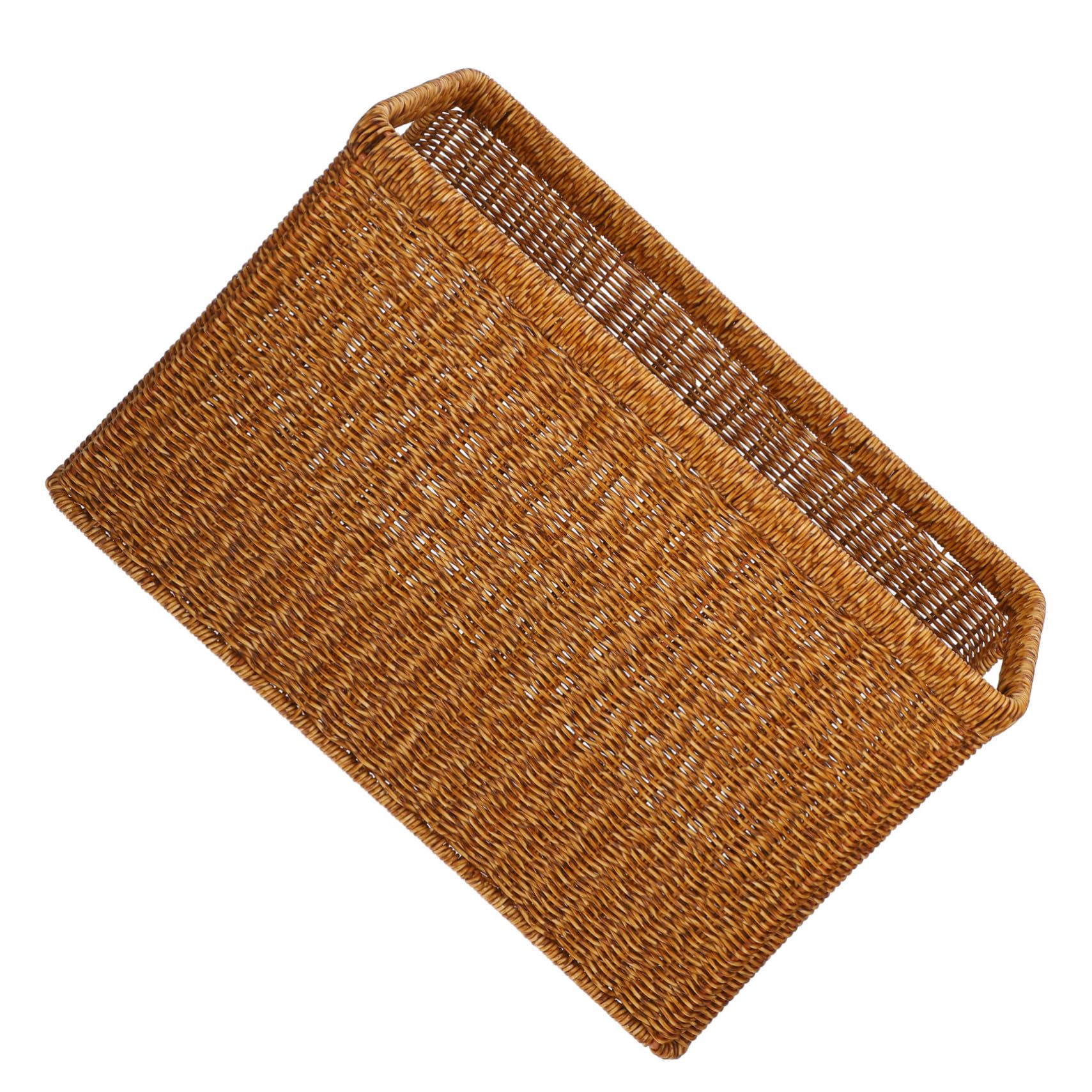 BESTYASH Hand Woven Storage Basket for Office Versatile Document Organizer Rattan File Holder for Desk for Magazines Brochures and Stationery Deep