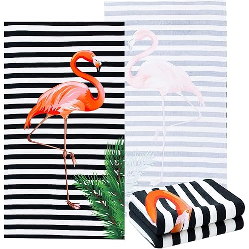 NovForth Oversized Beach Towel 41x73inch Extra Large Microfiber Striped Sand Free Pool and Swim Towels Quick Dry for Adults and Kids Super Absorbent