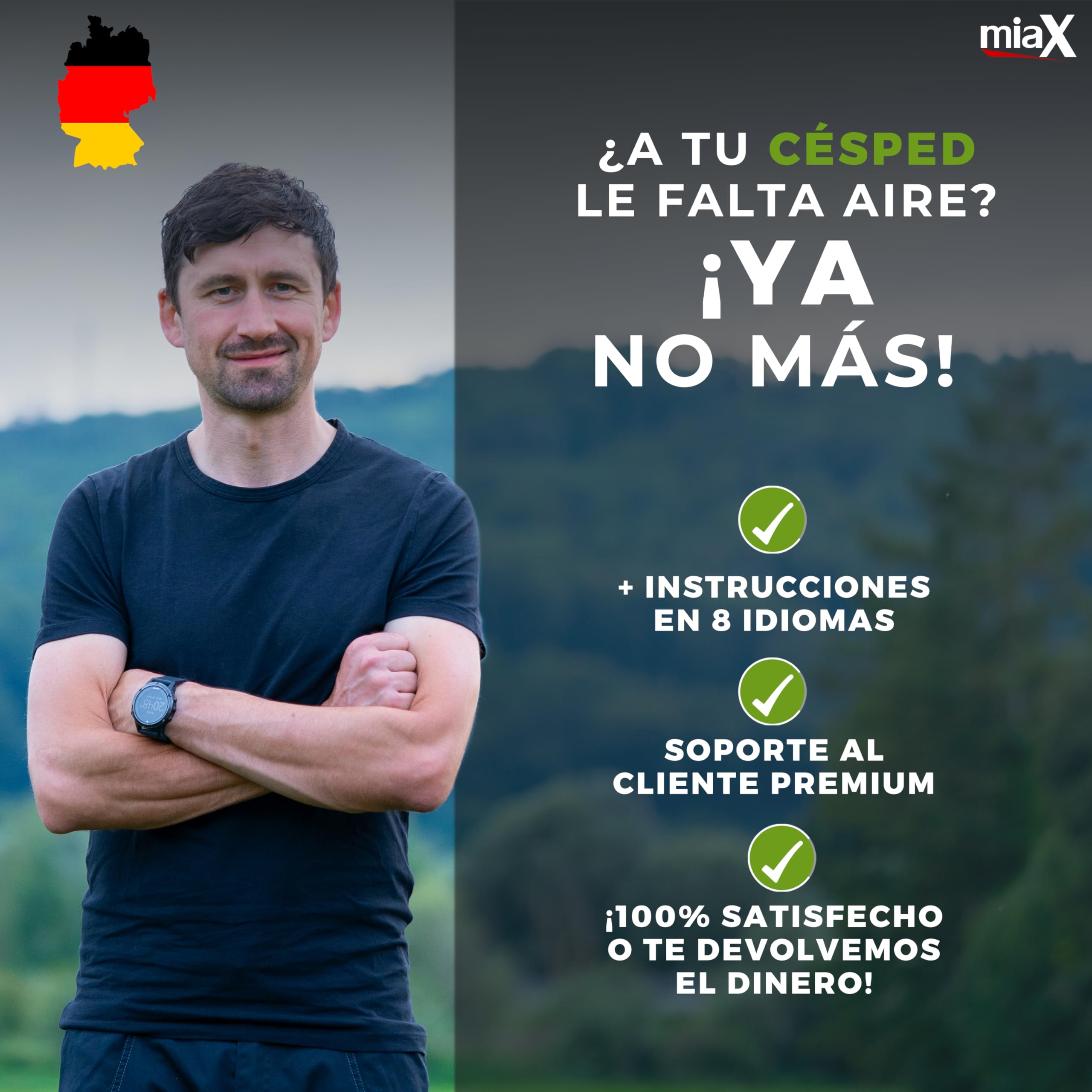 miaX Zapatos Aireadores de Césped Profesionales con Talón Elevado | Antideslizantes, aireación del césped, talón elevado, sujeción segura, escarificador de césped, para soleras