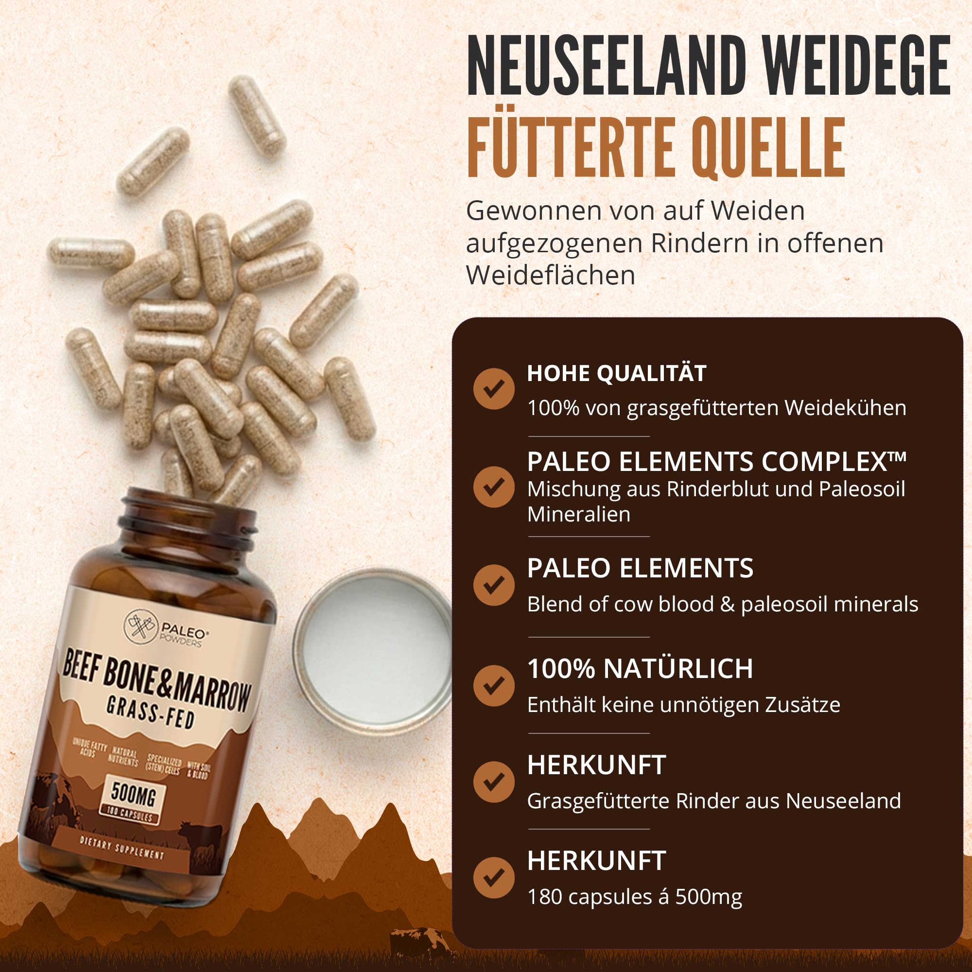 Os & Moelle de Bœuf Nourri à l'Herbe, 180 Gélules