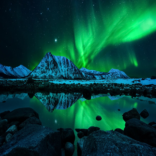 「Aurora of Earth ― 大地のオーロラ」一点物フルイドアート This Art Depicts Aurora Borealis Known Stock Illustration