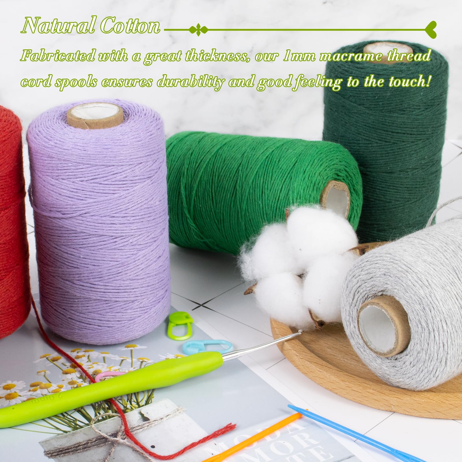 Corda Per Macramè In Cotone - 5mm X 100m, Verde Scuro - Per Piante Appese, Borse E Decorazioni - Foto 10