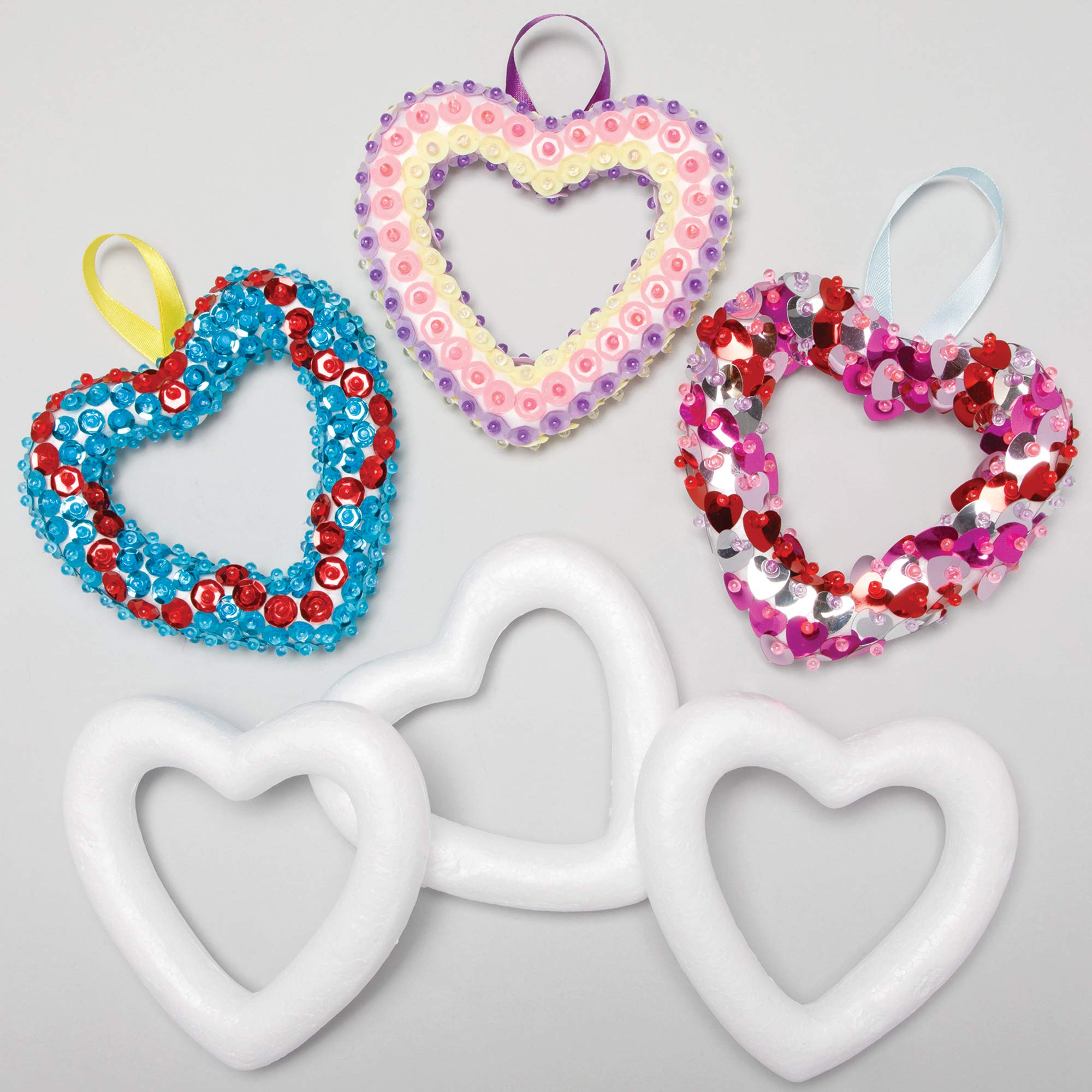 Baker Ross AX853 Heart Polystyrene Rings - Pack of 10, Ideal for Model Making, Crafting, Valentines Day, Gifts or Keepsakes