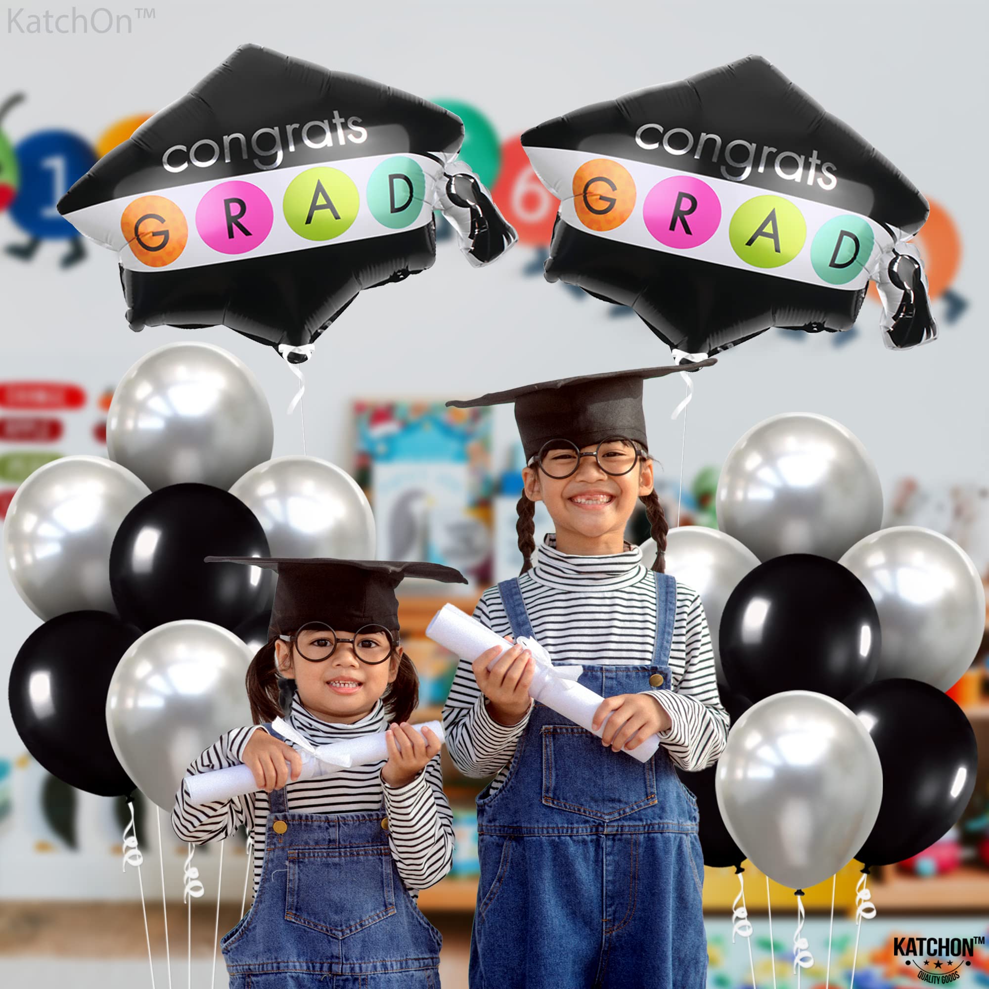 卒業バルーン Amazon | Happy Graduation Balloons バナー シルバー 40.64cm