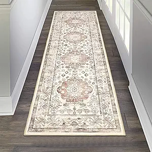 Pauwer Boho Hallway Runner Rug 2x6 Washable Entryway Area Rugs Non Slip Farmhouse Vintage Floor Mat Carpet Runner for Hallways Laundry Room Kitchen Bathroom Bedroom