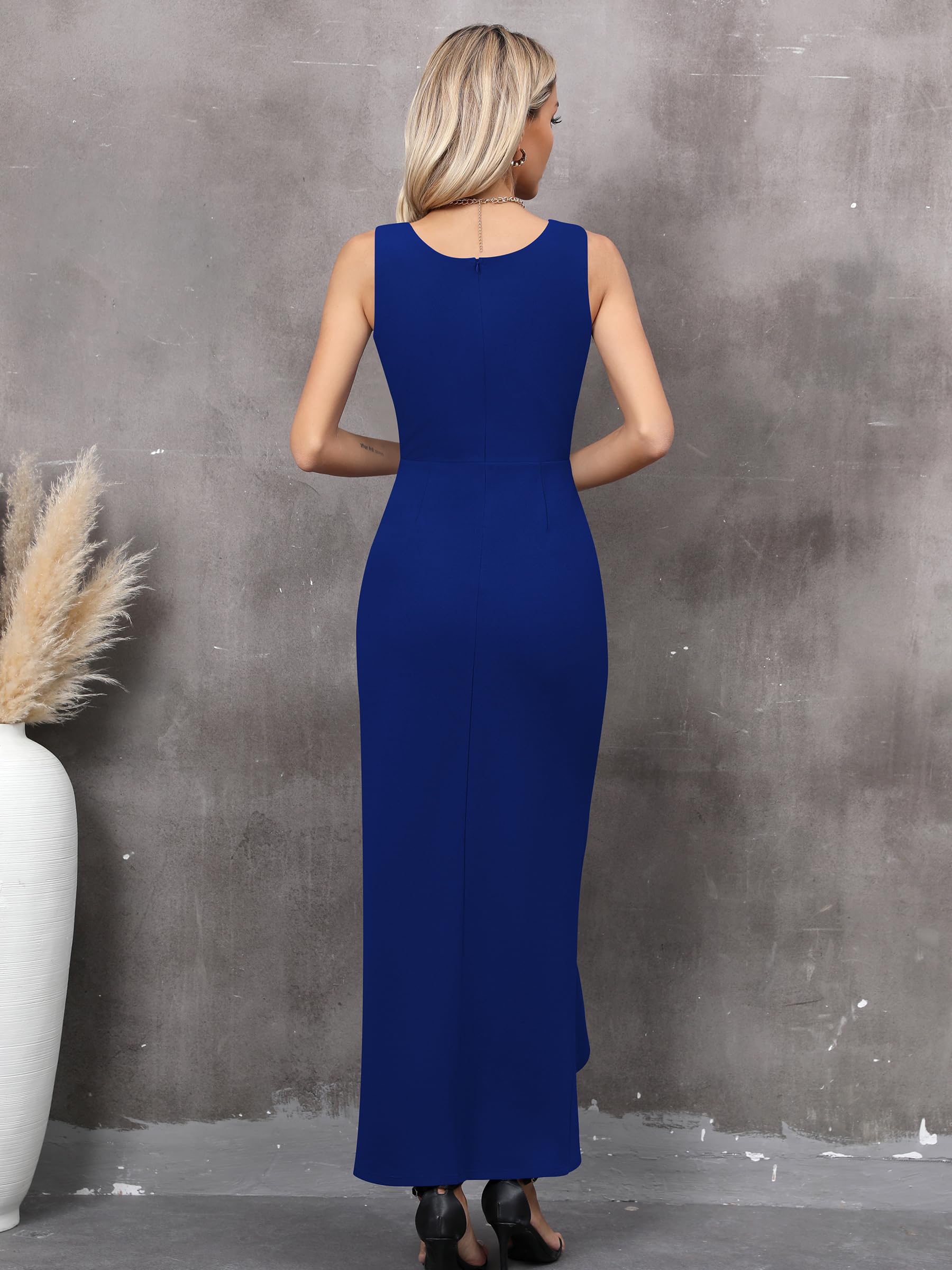 Missufe Vestido de noche para mujer, vestido de cóctel, vestido de fiesta, elegante, largo, bodycon boda, festivo, con volantes