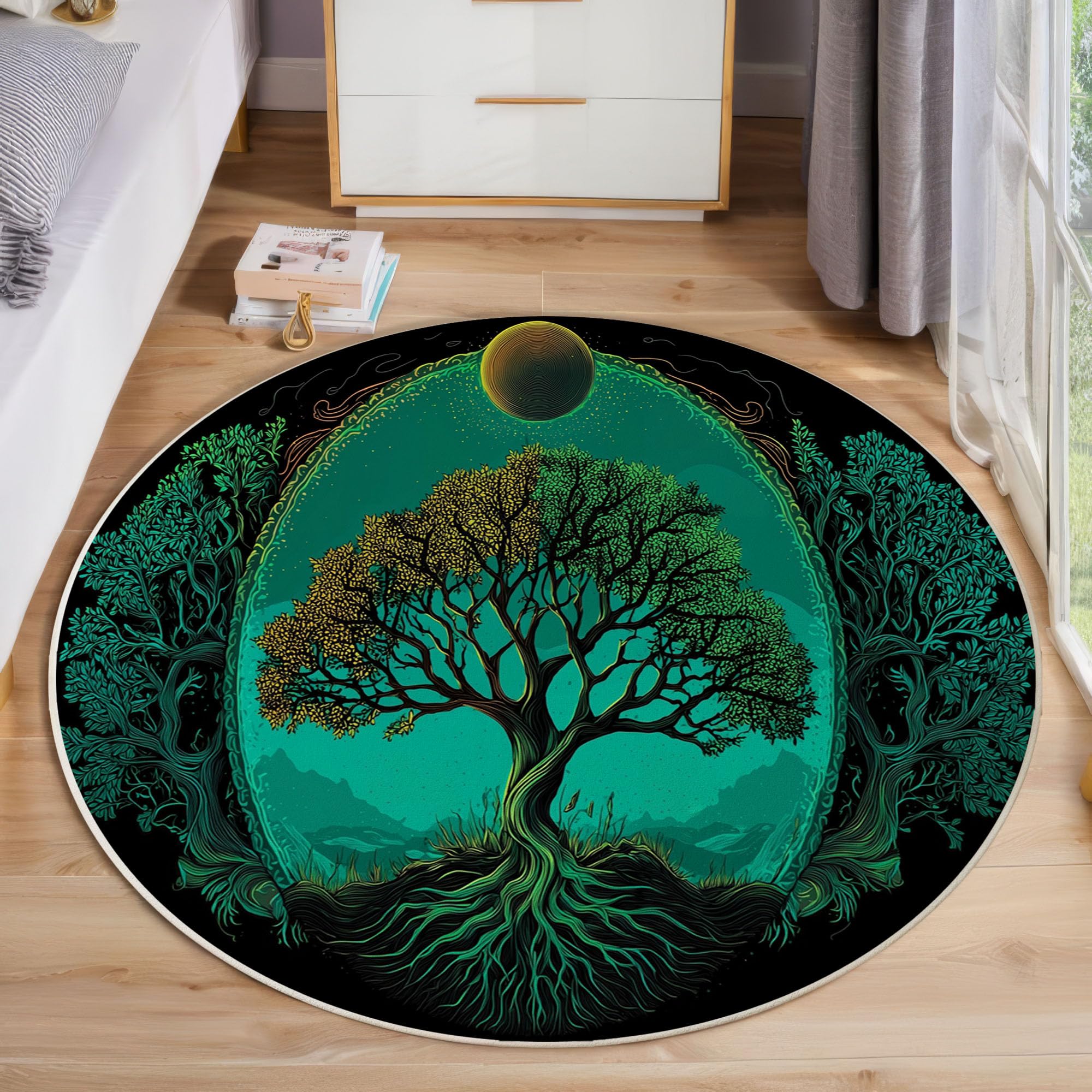 Tapis plante mystérieuse lavable et antidérapant pour chevet doux