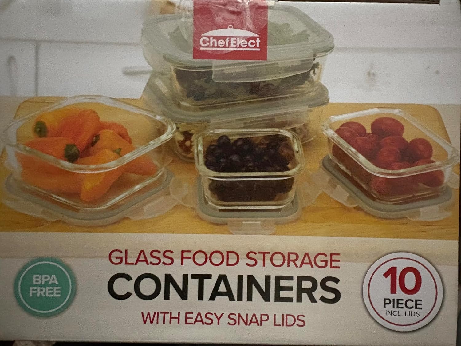 Amazon.com: CHEFELECT Glass Food Storage Containers with Easy Snap Lids ...