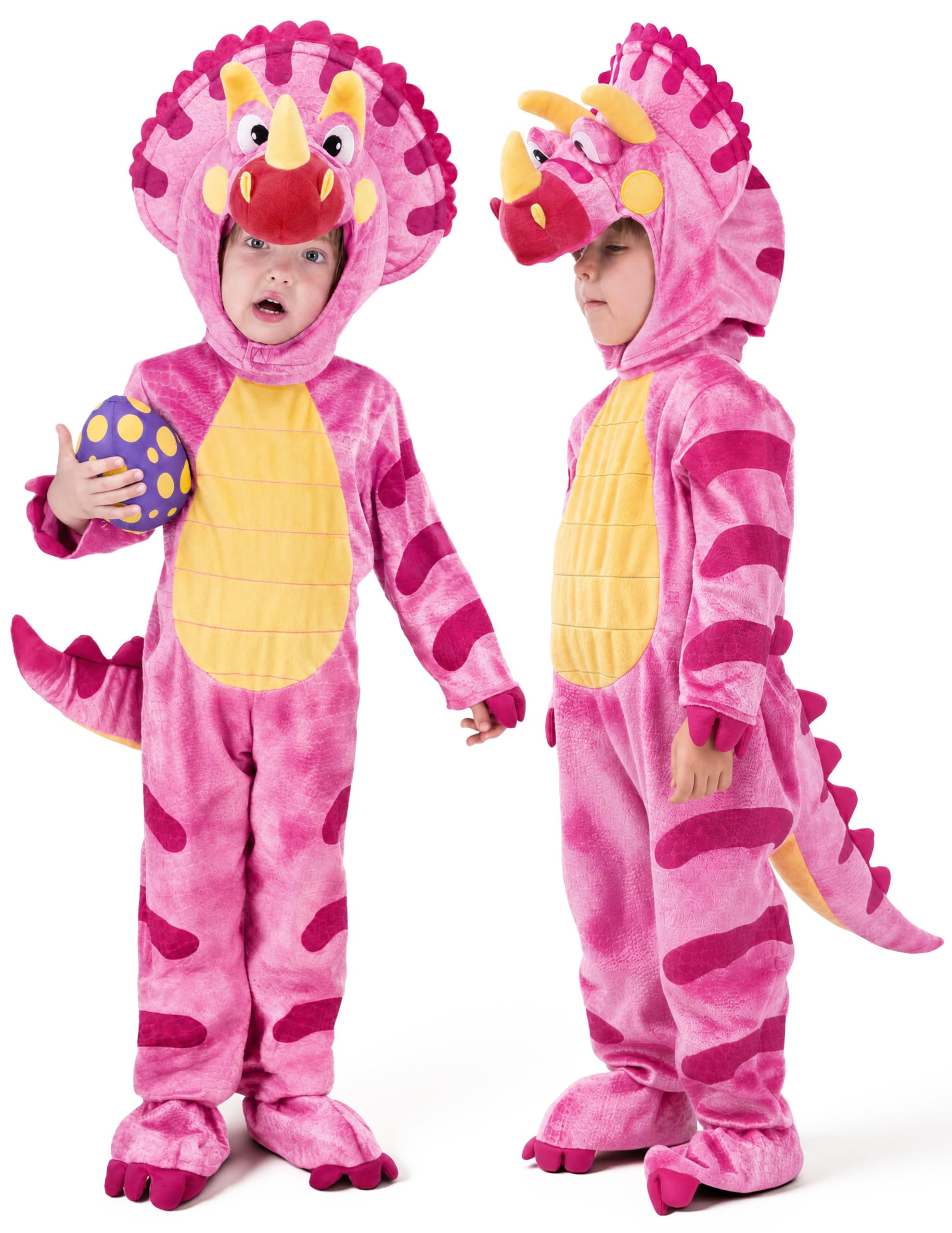 Spooktacular Creations Halloween Dinosaur Costume Toddler, Triceratops Costume Kids with Egg for Baby Child Dress Up Party