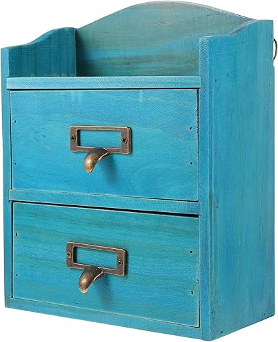 Cabilock Cajones de almacenamiento Retro Escritorio Mini Caja de almacenamiento de cajones pequeños Caja de almacenamiento de joyería de madera